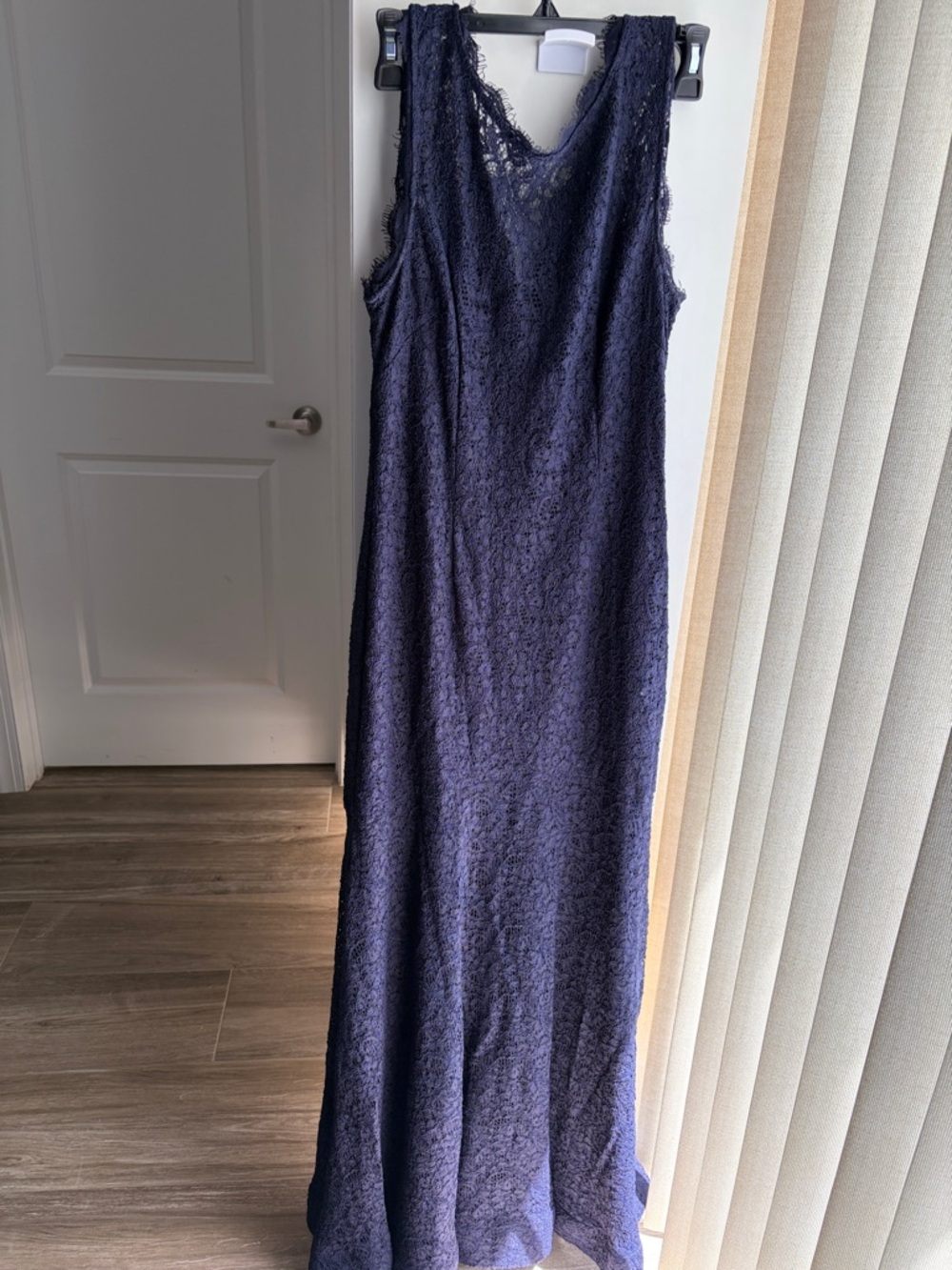 Adrianna Papell Navy Lace Sleeveless Maxi Gown